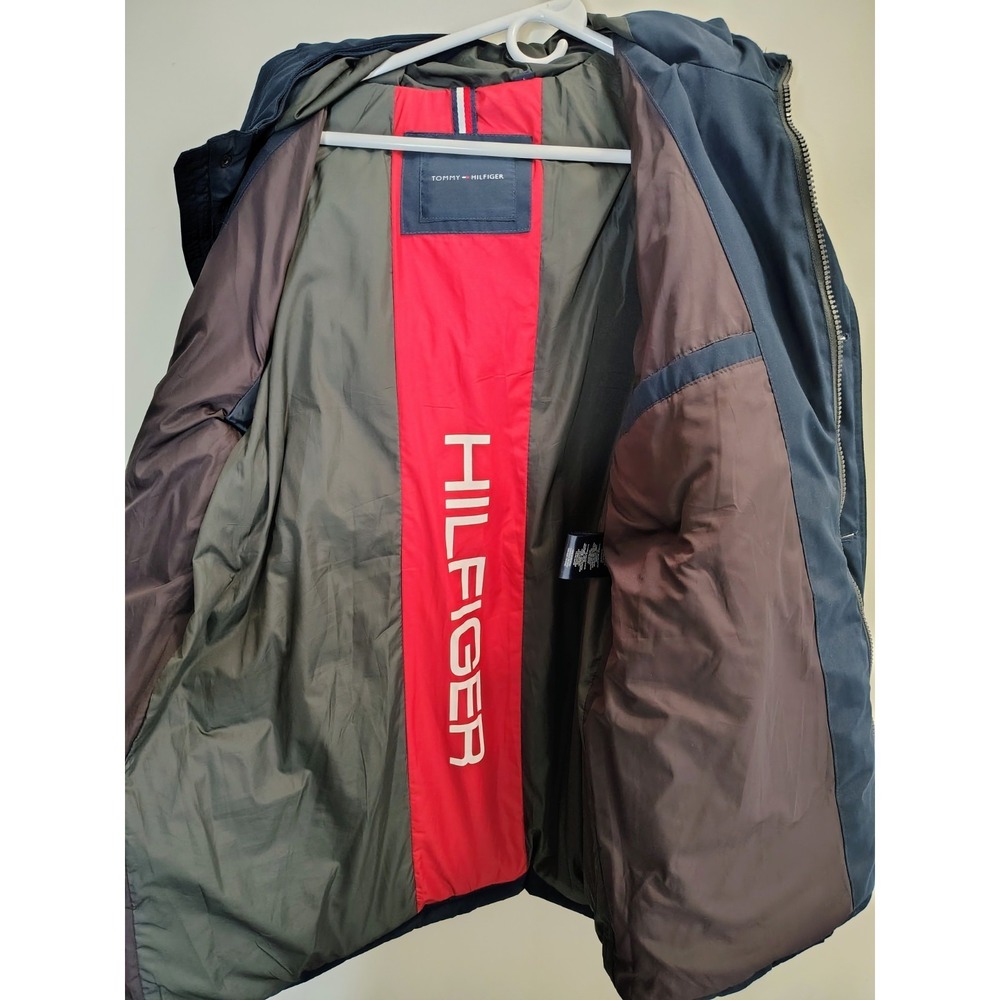 Tommy Hilfiger Coat Mens Size L Blue Hooded Puffer Parka Insulated Zip Winter - Picture 3 of 10